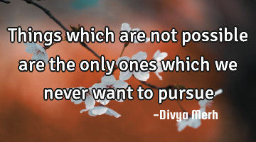 Things which are not possible are the only ones which we never want to pursue