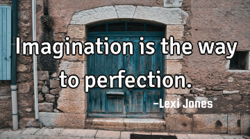 Imagination is the way to perfection.