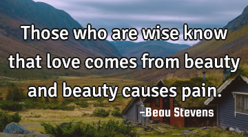 Those who are wise know that love comes from beauty and beauty causes pain.