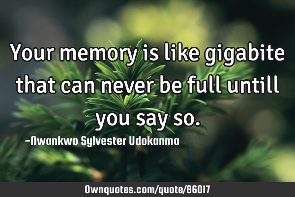 Your memory is like gigabite that can never be full untill you say