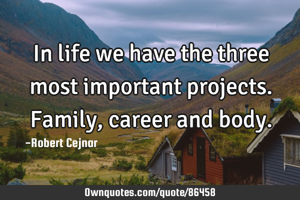 In life we have the three most important projects. Family, career and