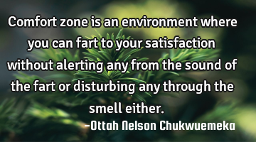 Comfort zone is an environment where you can fart to your satisfaction without alerting any from