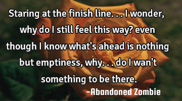 Staring at the finish line... I wonder, why do I still feel this way? even though I know what