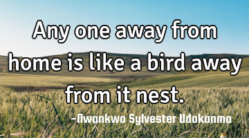 Any one away from home is like a bird away from it nest.