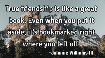 True friendship is like a great book. Even when you put it aside, it