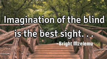 Imagination of the blind is the best sight...