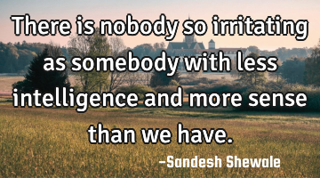 There is nobody so irritating as somebody with less intelligence and more sense than we have.