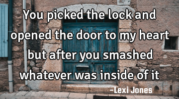 You picked the lock and opened the door to my heart but after you smashed whatever was inside of it