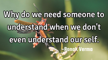Why do we need someone to understand when we don