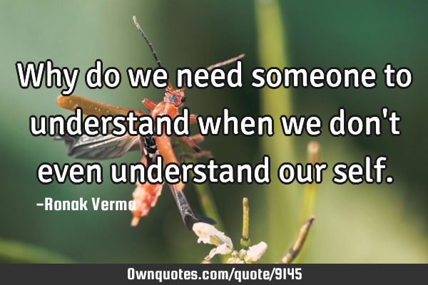 Why do we need someone to understand when we don