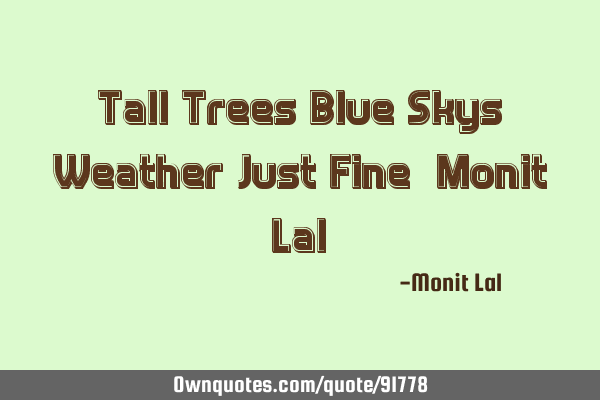 Tall Trees Blue Skys Weather Just Fine -Monit Lal-