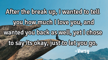 After the break up, I wanted to tell you how much I love you, and wanted you back as well, yet I