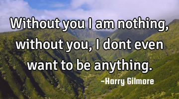 Without you i am nothing, without you, i dont even want to be anything.