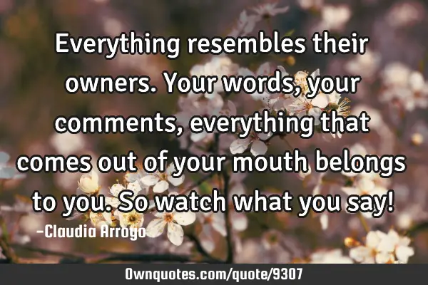 Everything resembles their owners. Your words, your comments, everything that comes out of your