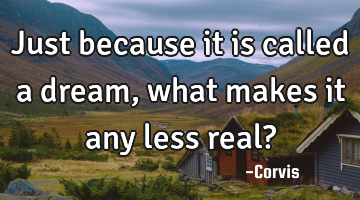 Just because it is called a dream, what makes it any less real?