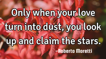 Only when your love turn into dust, you look up and claim the stars.