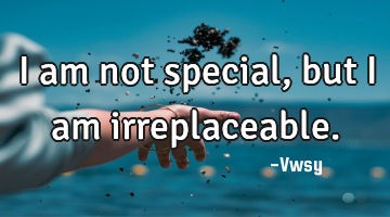 I am not special, but I am irreplaceable.