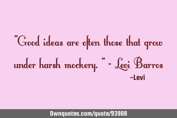 "Good ideas are often those that grow under harsh mockery." - Levi B