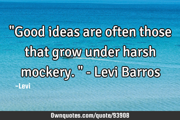 "Good ideas are often those that grow under harsh mockery." - Levi B