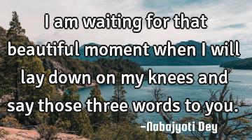 I am waiting for that beautiful moment when I will lay down on my knees and say those three words