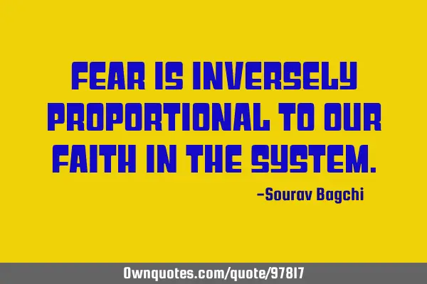 Fear is inversely proportional to our faith in the
