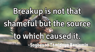 Breakup is not that shameful but the source to which caused it.