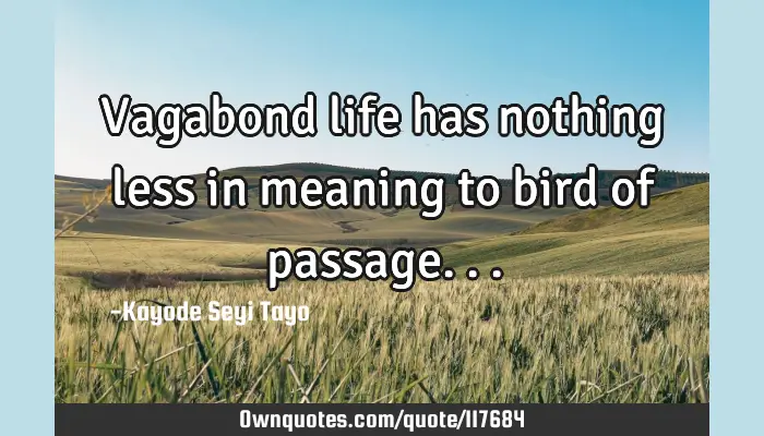 inden længe Øl Sammenligne Vagabond life has nothing less in meaning to bird of passage...:  OwnQuotes.com