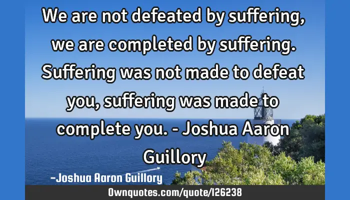 We Are Not Defeated By Suffering We Are Completed By Ownquotes Com