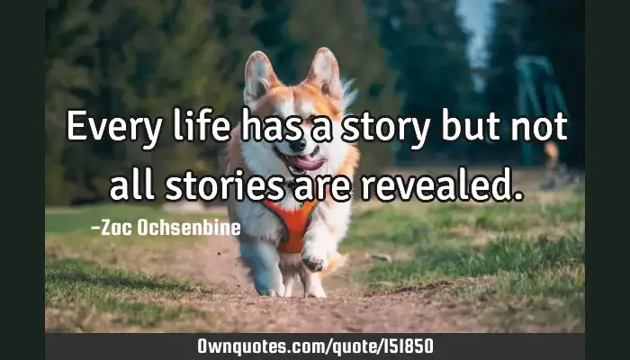 Every Life Has A Story But Not All Stories Are Revealed Ownquotes Com