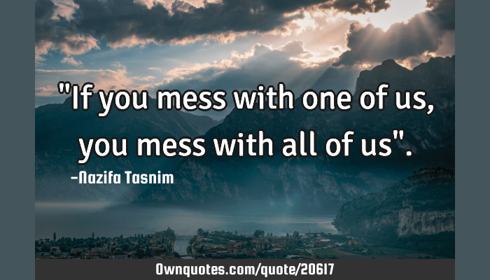 If You Mess With One Of Us You Mess With All Of Us Ownquotes Com