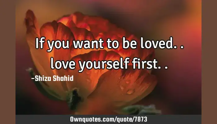 If You Want To Be Loved Love Yourself First Ownquotes Com