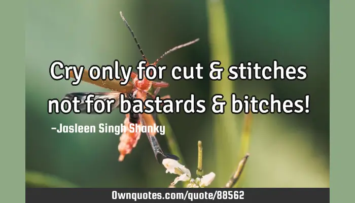 Cry Only For Cut Stitches Not For Bastards Bitches Ownquotes Com